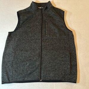 Lands End Mens Full Zip Fleece Sweater Vest Dark Gray XL Extra Large 46-48